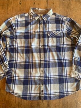 Legendary Whitetails Blue and Cream Plaid Button-Down Shirt